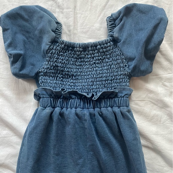 Habitual Kids Denim Like Romper with Ruffles and Bow 18 Months - Picture 5 of 8